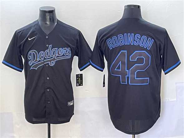 Men%27s Los Angeles Dodgers #42 Jackie Robinson Black Fashion Stitched Jersey